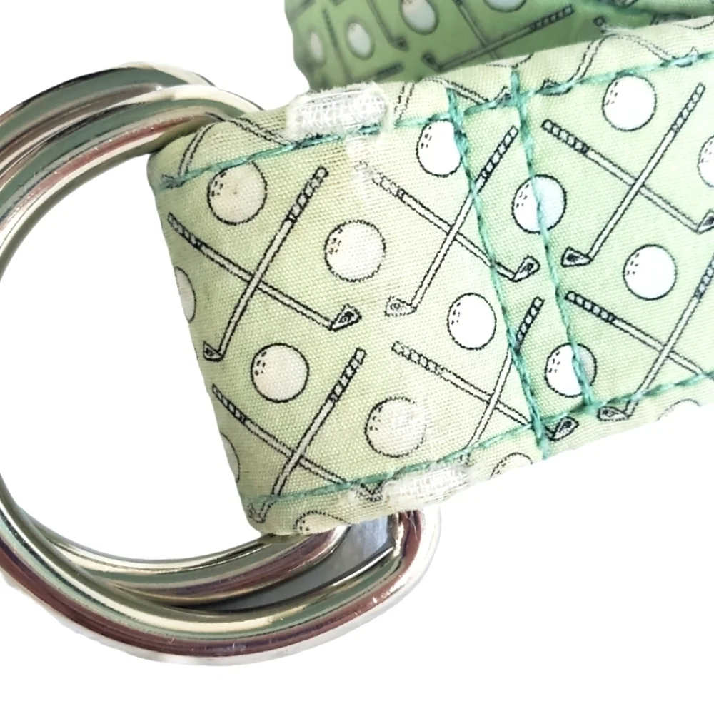 Vineyard Vines Cotton D-Ring Belt. Green and White. MED